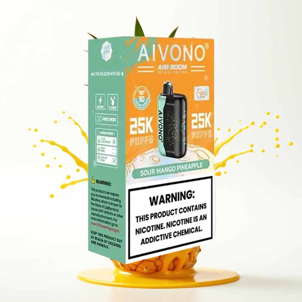 Aivono AIM BOOM 25000 نَفخة - مانجو أناناس لاذع - 28مل سعة سائل - 650 مللي أمبير بطارية - شحن Type-C
