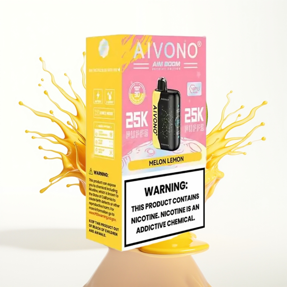 Aivono AIM BOOM 25000 نَفخة نكهة البطيخ والليمون - سعة 28 مل، بطارية 650 مللي أمبير، شحن Type-C
