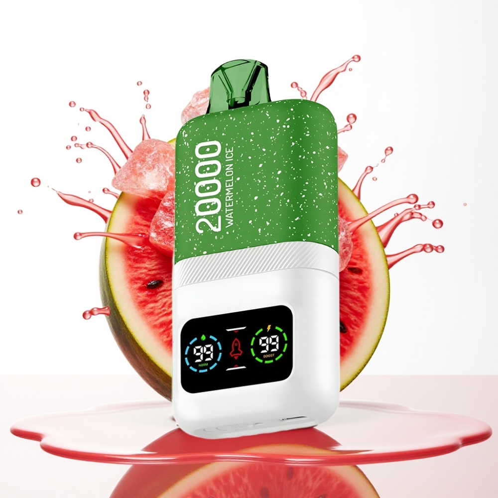 Aivono Aim Magic 20000 Puffs بخاخة قابلة لإعادة الشحن بنكهة البطيخ المثلج - 26مل وعمر طويل مع شاشة LCD وملفات Dual Mesh وبطارية 600mAh