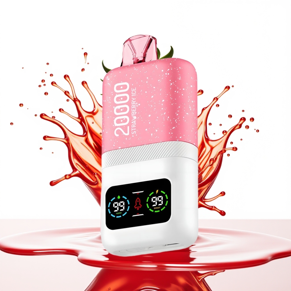 Aivono Aim Magic 20000 Puffs بخار بطارية 600mAh وشاشة LCD ونوع-C قابل للشحن بنكهة الفراولة آيس