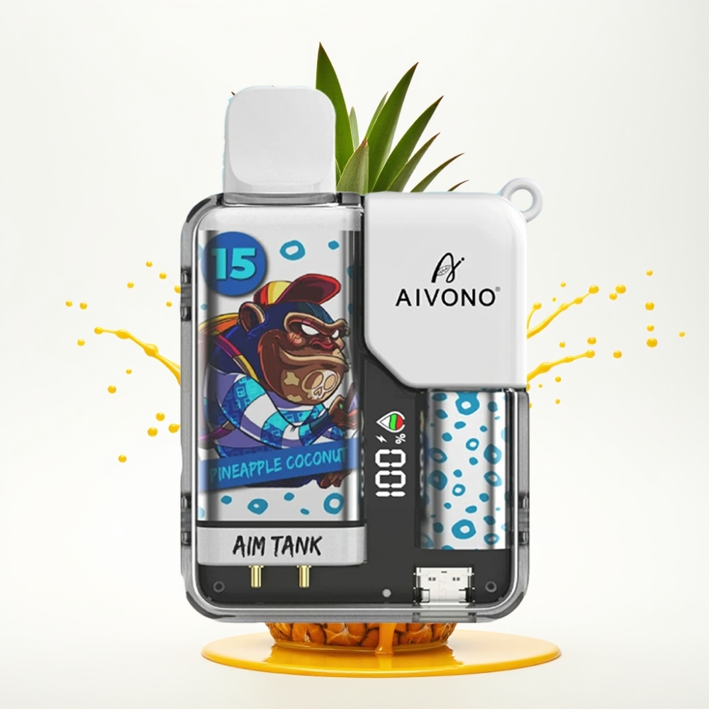Aivono AIM-TANK 9500 نَفْث / 18مل سائل / 650مللي أمبير / شاشة عرض / أناناس جوز هند