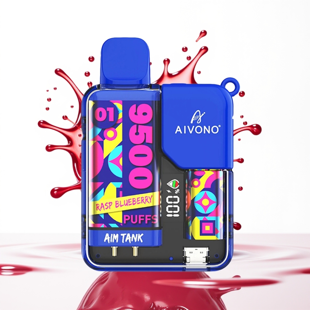 Aivono AIM-TANK 9500 نفخة - 18مل سائل - 650mAh - شاشة LCD - توت أزرق