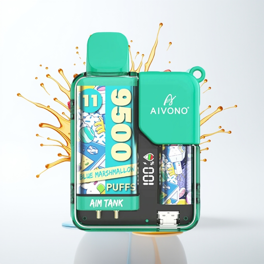 Aivono AIM-TANK 9500 Puff - 18ml سعة - 650mAh - شاشة LCD - أعشاب منثورة زرقاء