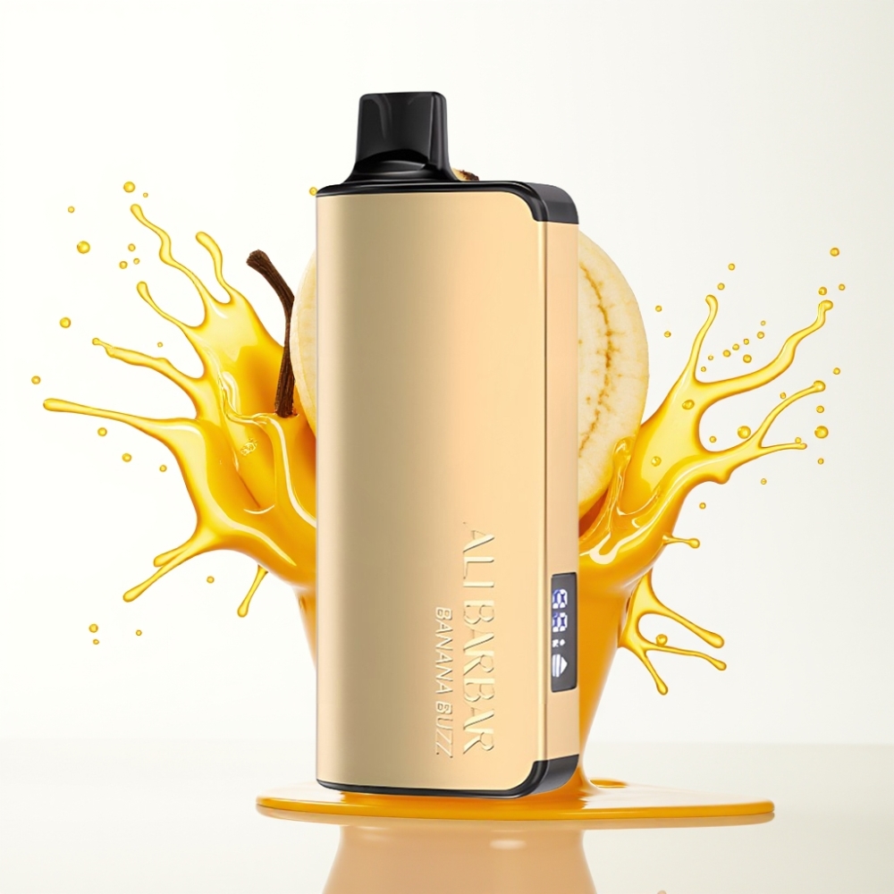 Alibarbar Ingot 9000 Puffs موزة بانانا بز - سعة 22مل، بطارية 2350مللي أمبير، شاشة LED