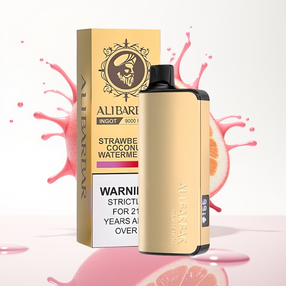 Alibarbar Ingot 9000 Puffs 22ml Pink Lemon سيجارة إلكترونية للاستخدام مرة واحدة with LED Display