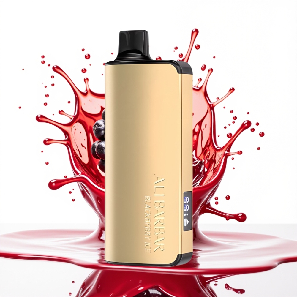 Alibarbar Ingot 9000 Puffs سيجارة إلكترونية للاستخدام مرة واحدة Blackberry Ice – 22ml سعة السائل، 2350 مللي أمبير سعة البطارية، شاشة LED