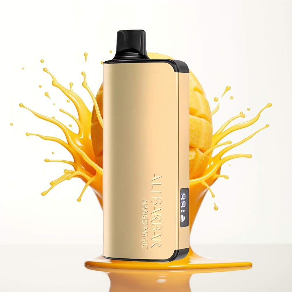 Alibarbar Ingot 9000 Puffs سيجارة إلكترونية للاستخدام مرة واحدة Mango Magic - 22ml سعة السائل - 2350mah بطارية - شاشة LED