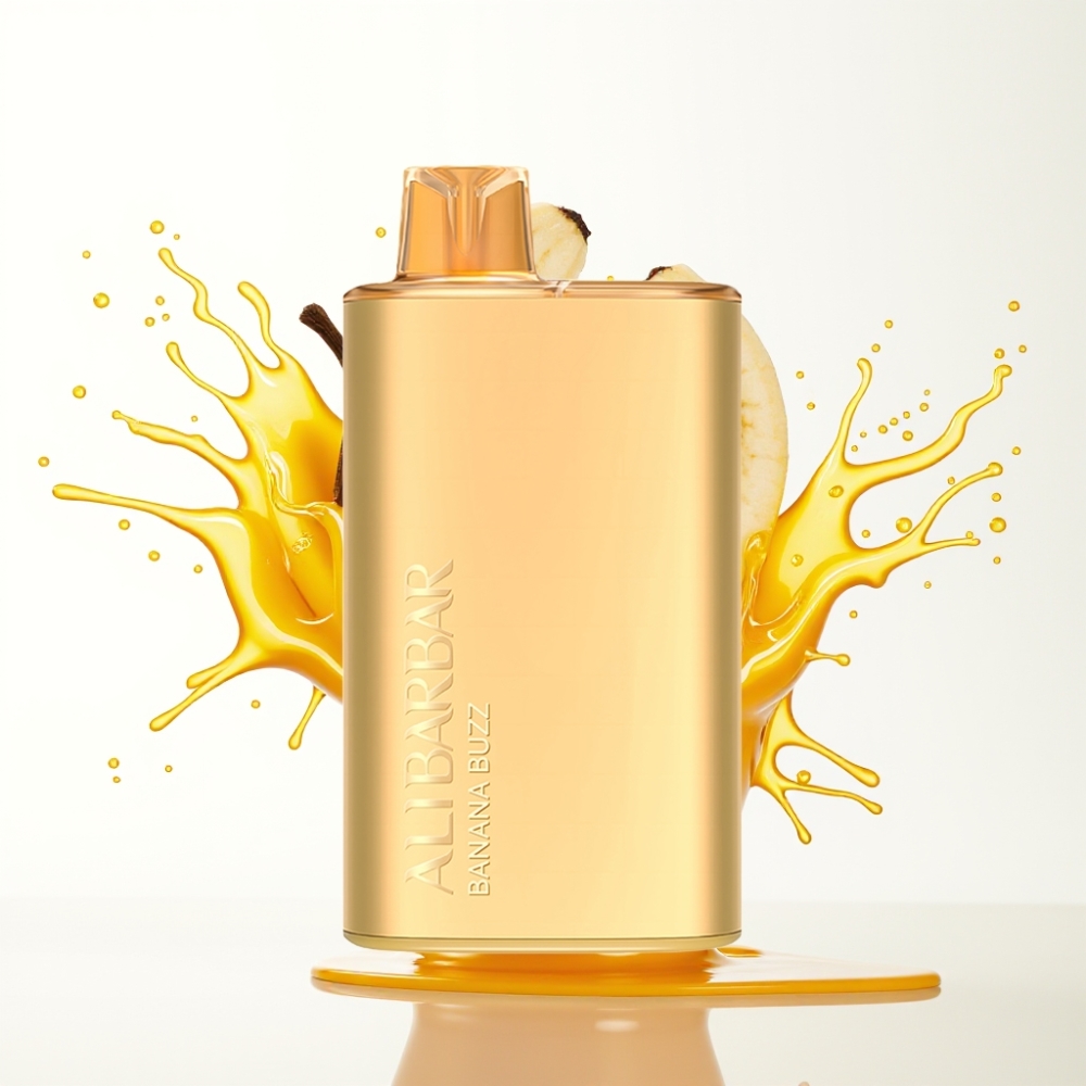 Alibarbar Rich 8000 Puffs سيجارة إلكترونية للاستخدام مرة واحدة Banana Buzz - 20ml سعة السائل، 8000 نفخة، بطارية 2000 مللي أمبير