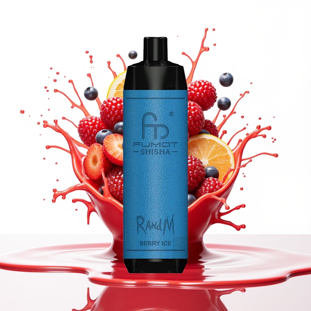 RandM Fumot Shisha 10000 Puff سيجارة إلكترونية للاستخدام مرة واحدة - توت مثلج (Berry Ice) - مؤشر LED، بطارية 850 مللي أمبير، 18 مل سائل مسبق الشحن