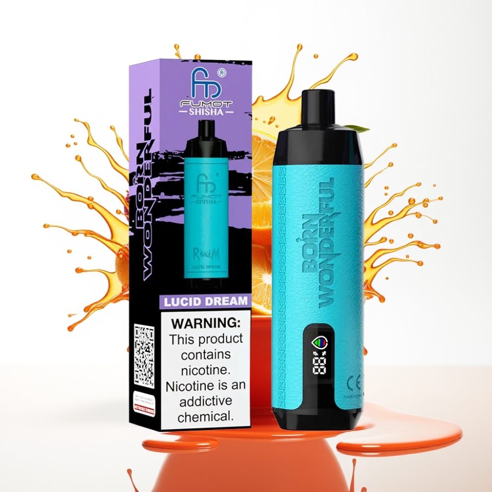 RandM Fumot Shisha 10000 Puffs سيجارة إلكترونية للاستخدام مرة واحدة - 18ml سائل إلكتروني - بطارية 850 مللي أمبير - مؤشر LED - منفذ Type-C