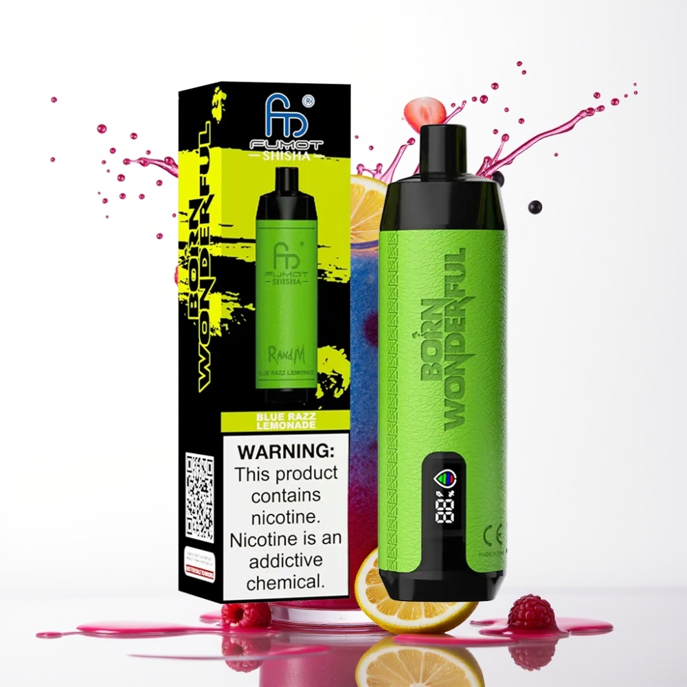 RandM Fumot Shisha 10000 Puffs سيجارة إلكترونية للاستخدام مرة واحدة Blue Razz Lemonade - 18ml Prefilled السائل الإلكتروني - 850mAh بطارية - منفذ