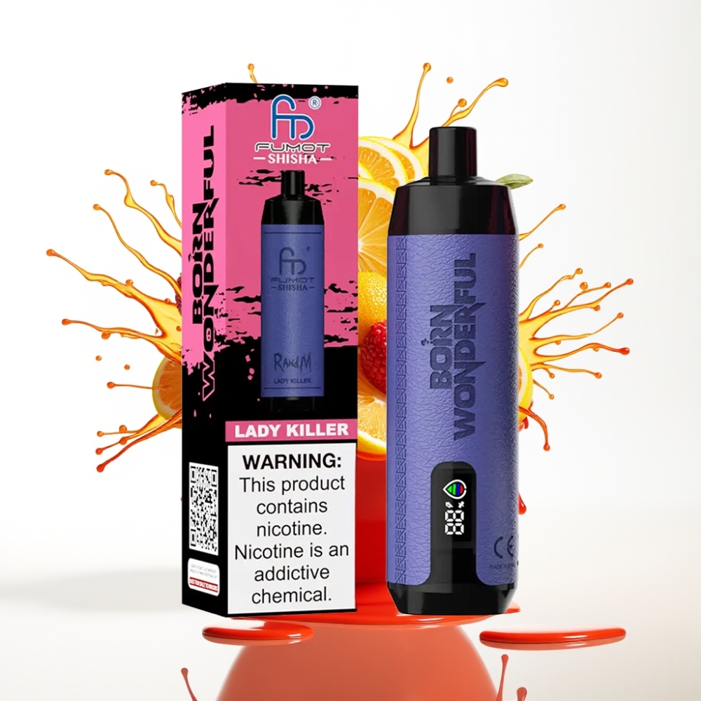 RandM Fumot Shisha 10000 Puffs سيجارة إلكترونية للاستخدام مرة واحدة Lady Killer - 18ml سائل مسبق الشحن، بطارية 850 مللي أمبير، مؤشر LED