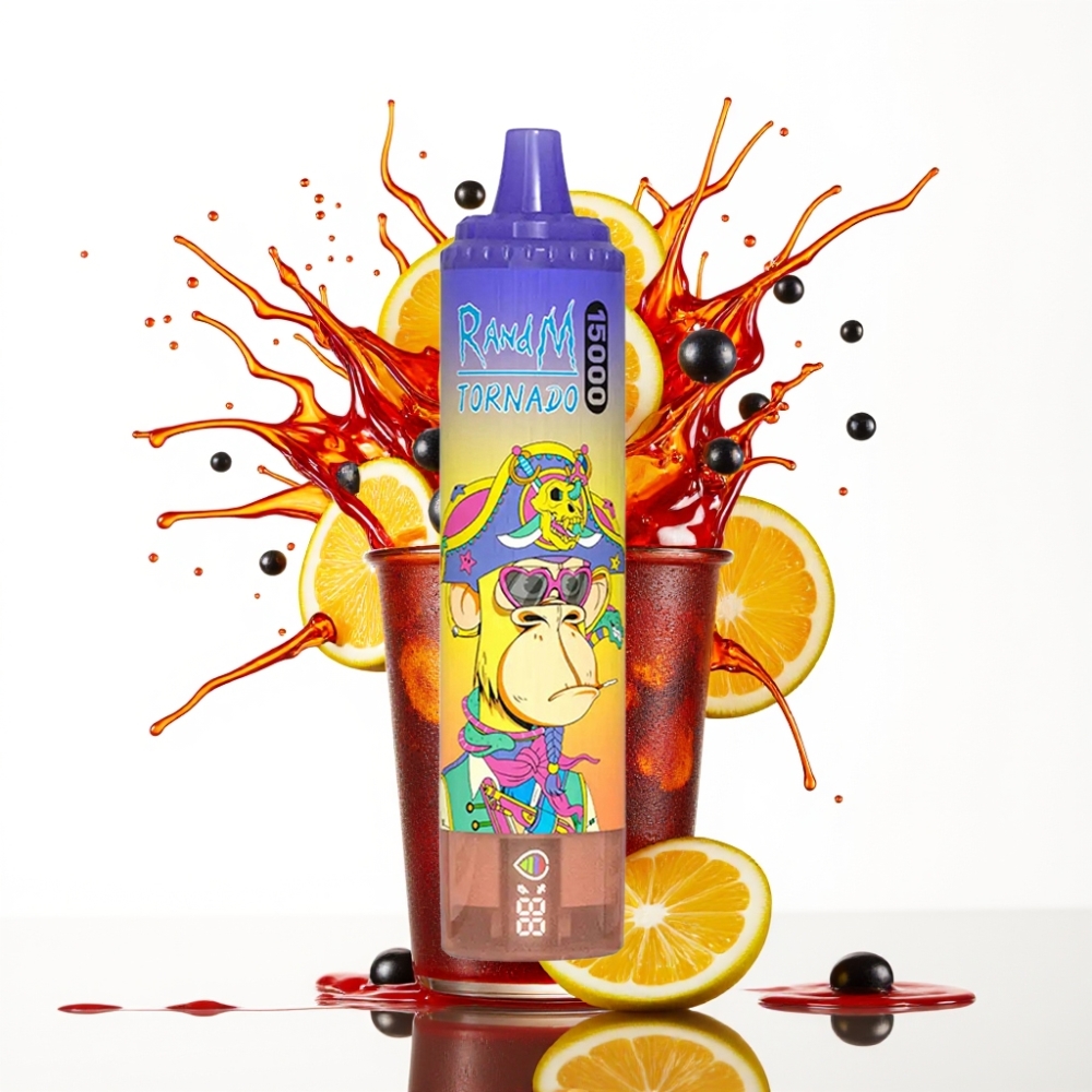 RandM Fumot Tornado 15000 نفخة سعة 25ml بنكهة كولا آيس بشاشة LCD وشاحن Type-C