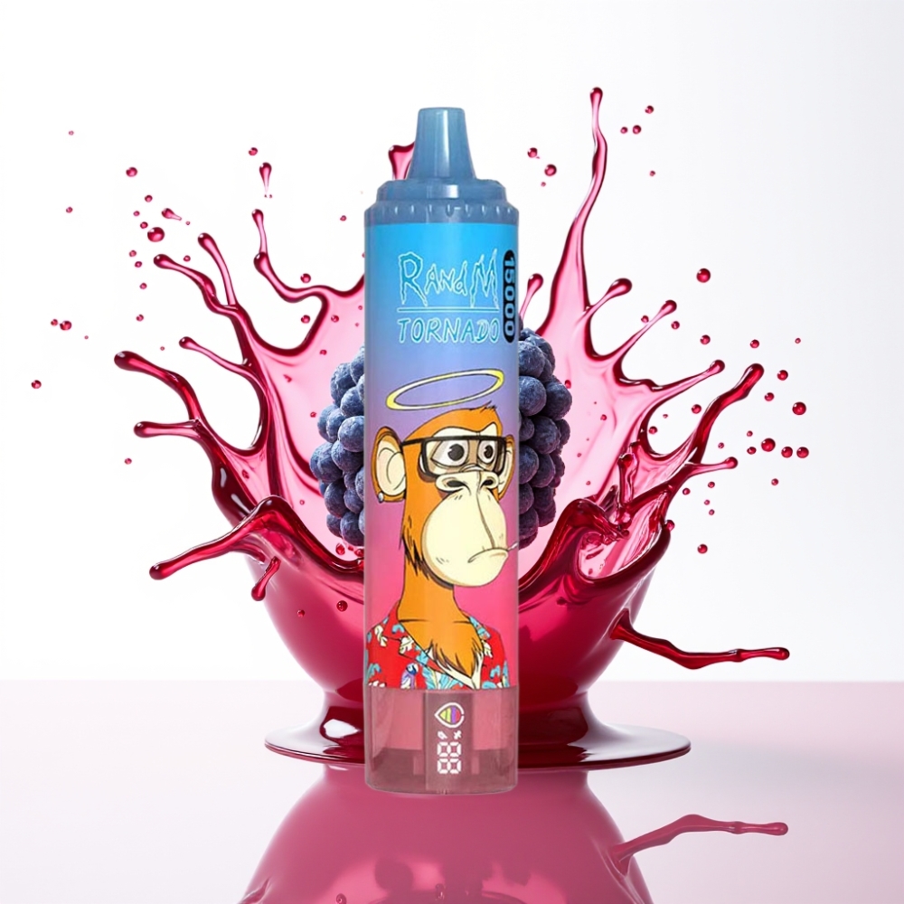 RandM Fumot Tornado 15000 Puffs 25ml شيشة الكترونية نكهة التوت الأزرق والكرز بشاشة LCD وشاحن Type-C