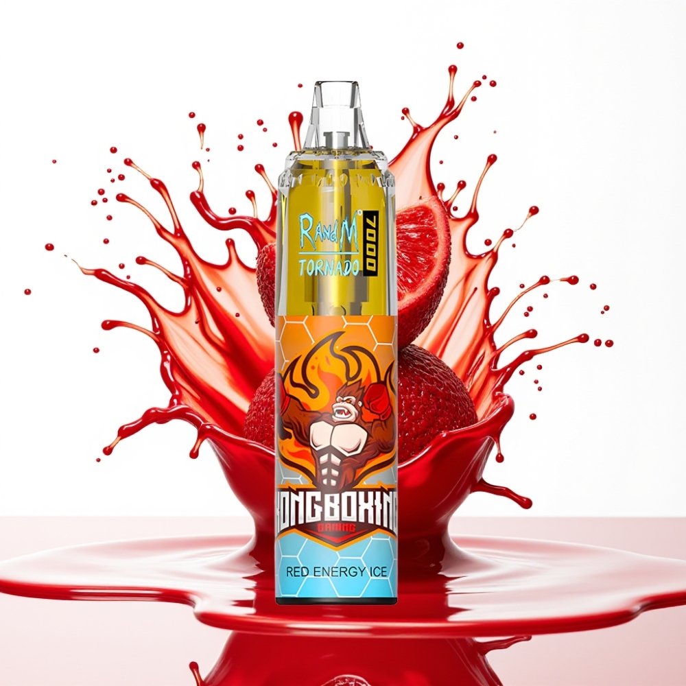 RandM Fumot Tornado 7000 نَفَاثة 14 مل بطارية 850 مللي أمبير مع ملف شبكي ومنفذ Type-C وإضاءة RGB Red Energy Ice