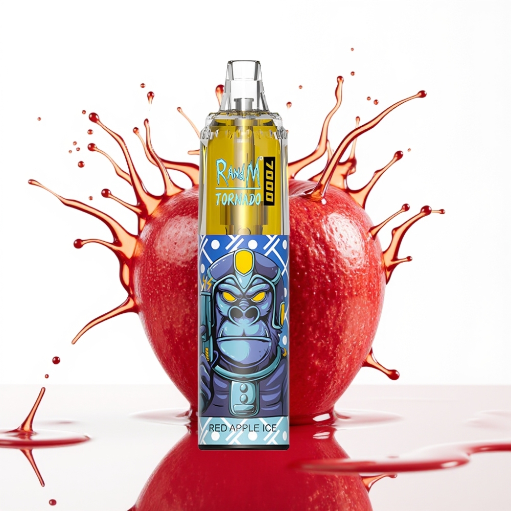 RandM Fumot Tornado 7000 Puffs 14ML 850MAH ملف شبكي Type-C Red Apple Ice سيجارة إلكترونية للاستخدام مرة واحدة