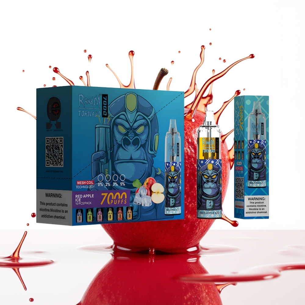 RandM Fumot Tornado 7000 Puffs 14ML 850MAH ملف شبكي Type-C Red Apple Ice سيجارة إلكترونية للاستخدام مرة واحدة