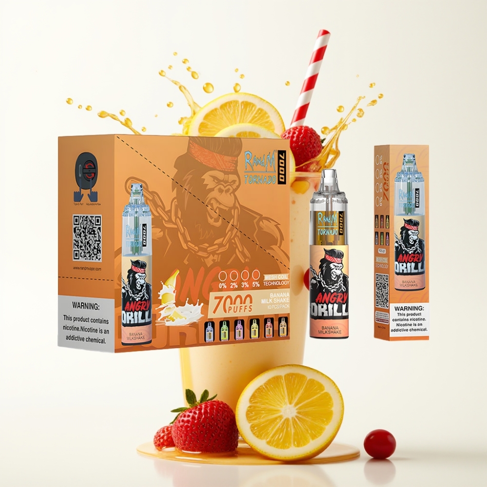 RandM Fumot Tornado 7000 Puffs سيجارة إلكترونية للاستخدام مرة واحدة Banana Milkshake - 14ML السائل الإلكتروني
