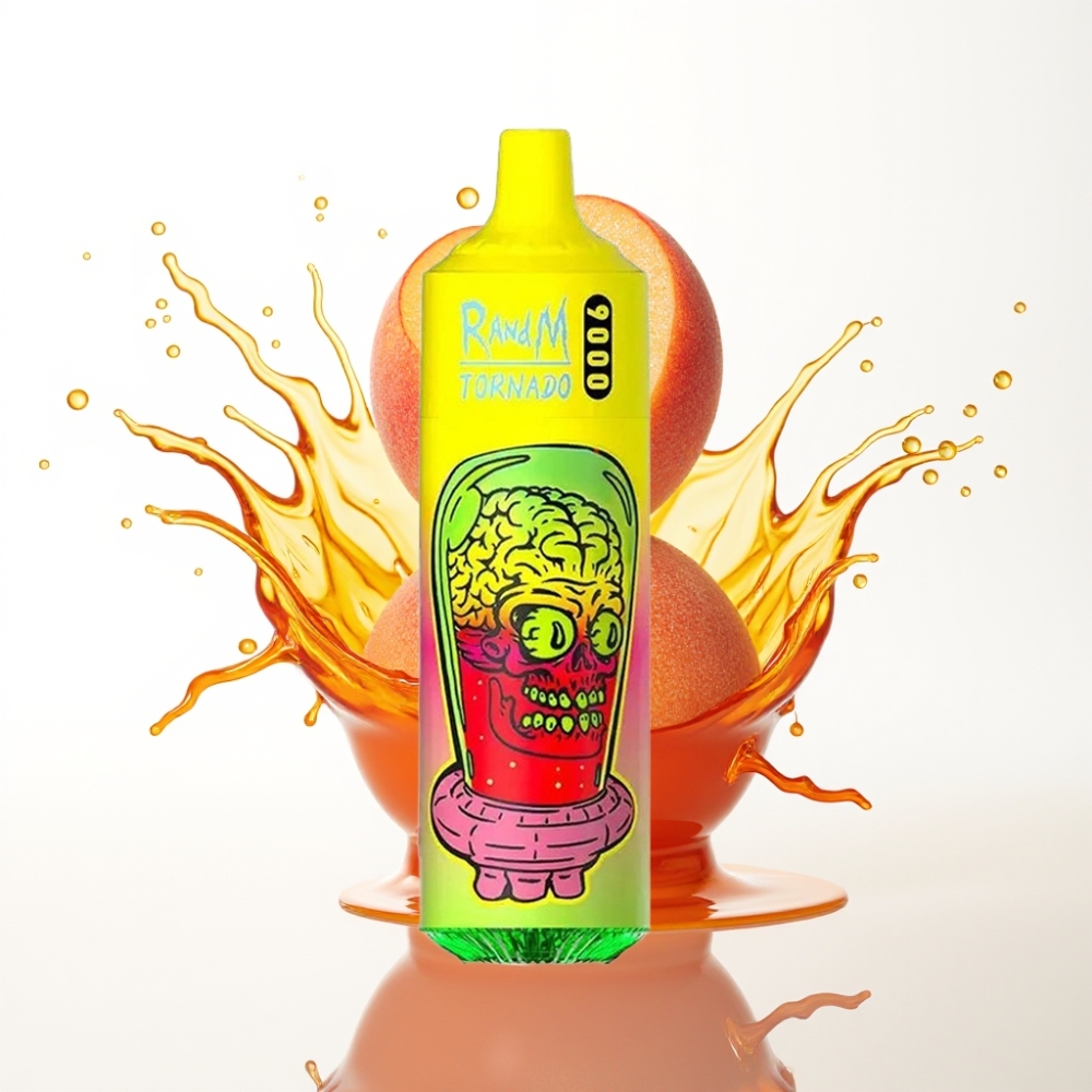 RandM Fumot Tornado 9000 Puffs 18 mL ملف شبكي 850 mAh قابلة لإعادة الشحن RGB Display Summer Peach Ice 54 Flavors