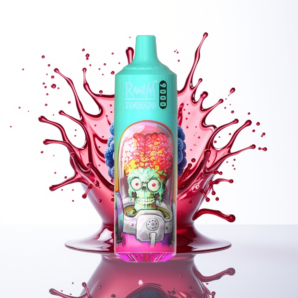 RandM Fumot Tornado 9000 Puffs سيجارة إلكترونية للاستخدام مرة واحدة - 18 mL سعة السائل، شاشة RGB أنيقة، 54 نكهة - توت العليق الحامض الأزرق