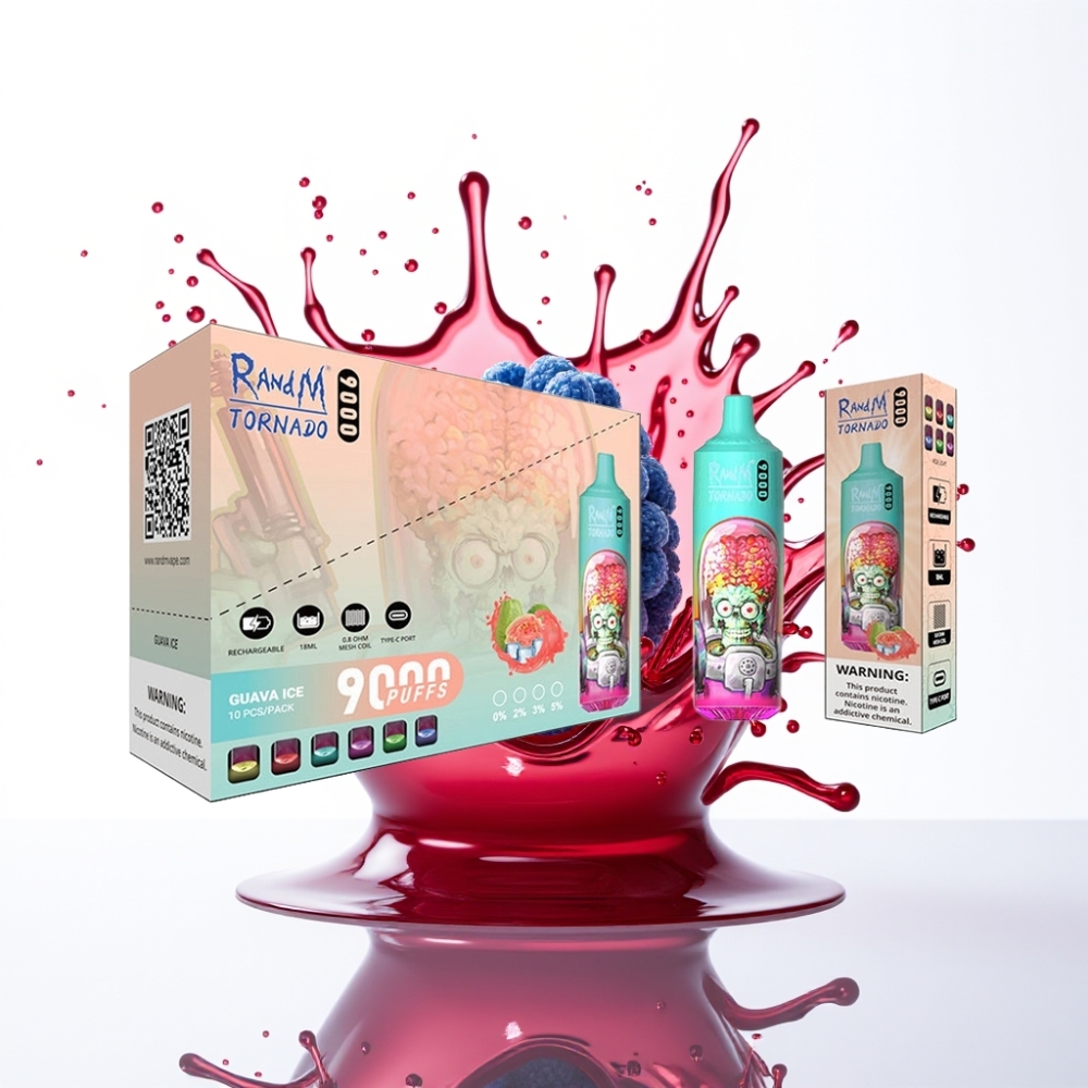 RandM Fumot Tornado 9000 Puffs سيجارة إلكترونية للاستخدام مرة واحدة - 18 mL سعة السائل، شاشة RGB أنيقة، 54 نكهة - توت العليق الحامض الأزرق