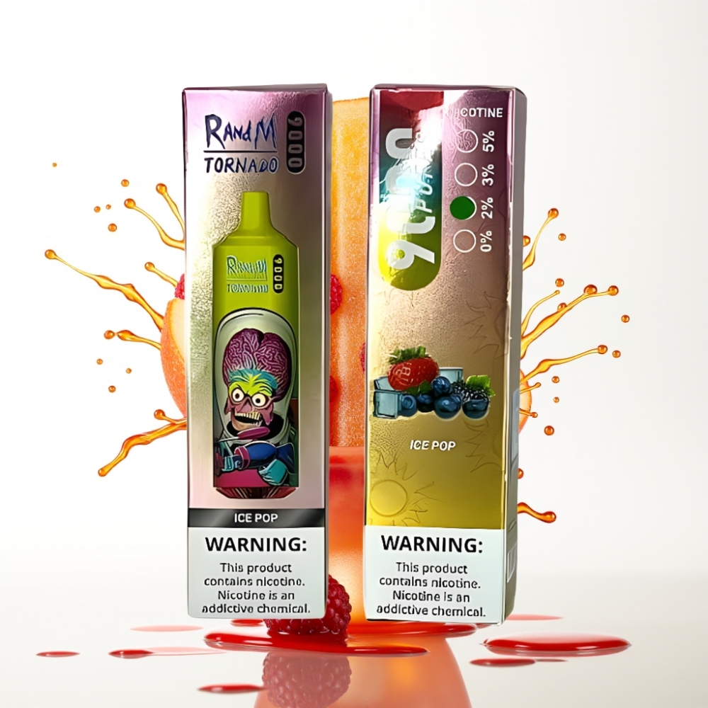 RandM Fumot Tornado 9000 Puffs سيجارة إلكترونية للاستخدام مرة واحدة آيس بوب - شاشة RGB أنيقة - 54 نكهة - بطارية 850 مللي أمبير قابلة لإعادة الشحن